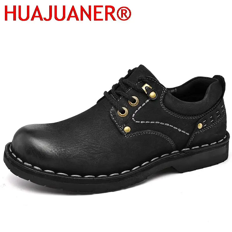 

New Men's Shoes Genuine Leather Men Business Casual Cowhide Dad Shoes Non-slip Resistant Outdoor Footwear Male Handmade Oxfords