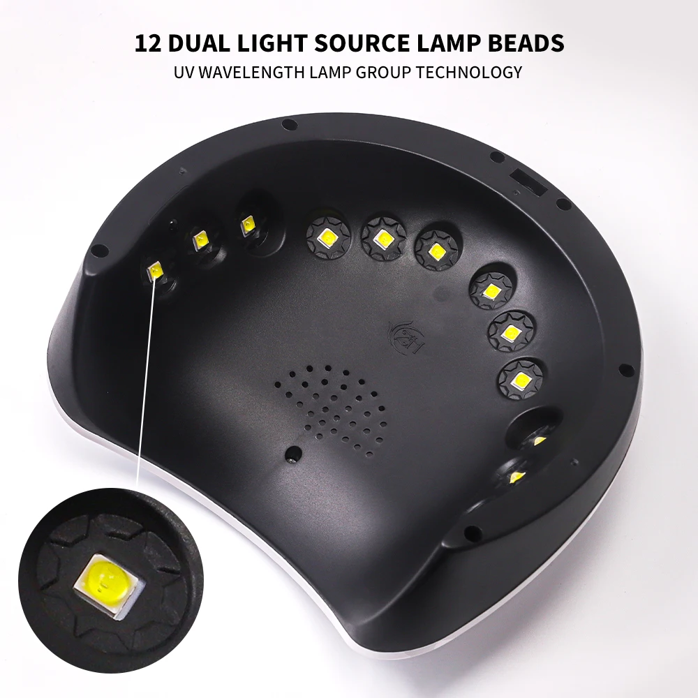 전문 네일 UV LED 램프, 빠른 건조 젤 네일 광택제 광선 요법 기계, 매니큐어 살롱 도구 장비, 12 LED