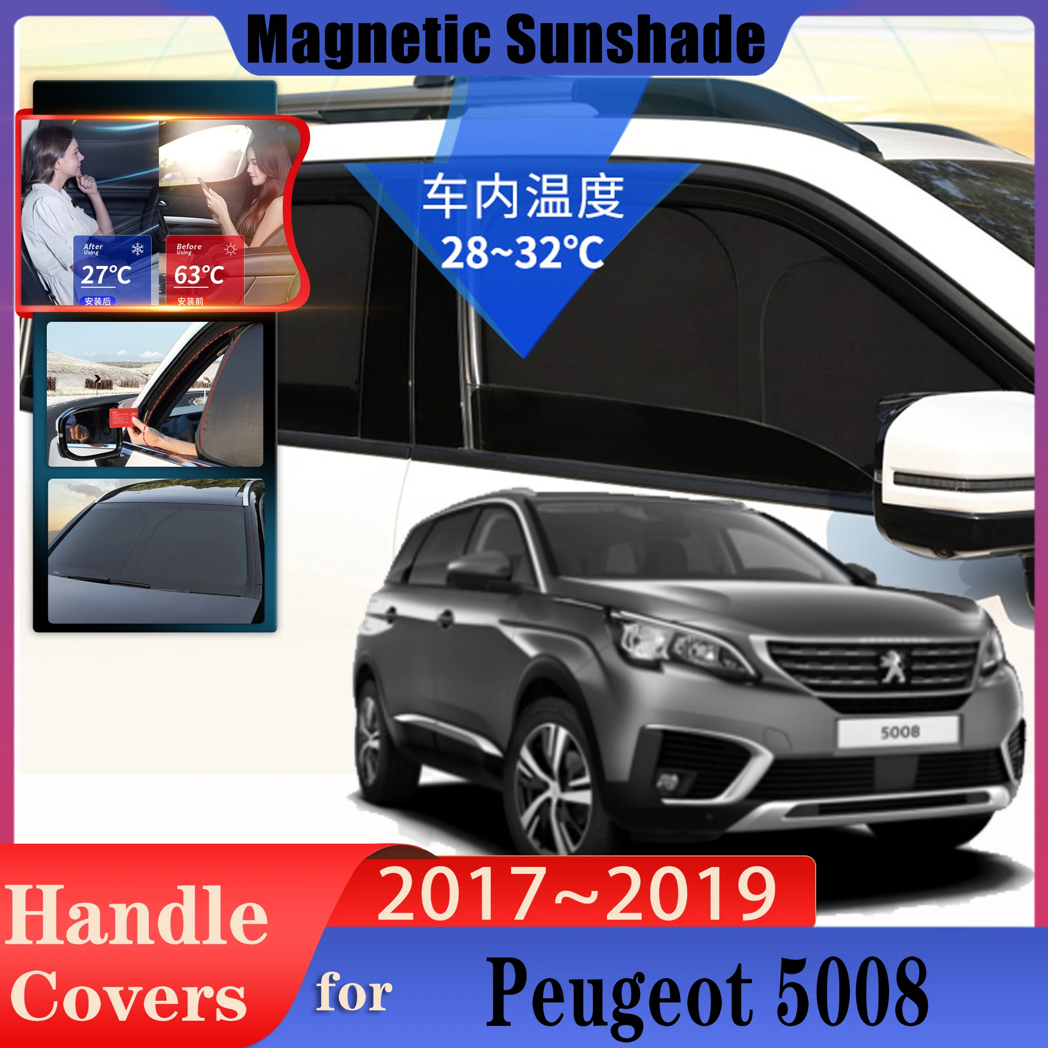 

Car Coverage Sunshades Cover For Peugeot 5008 Accessories 2017 2019 2018 P87 MK2 Sunscreen Window Sunshade Cover Car Accessories