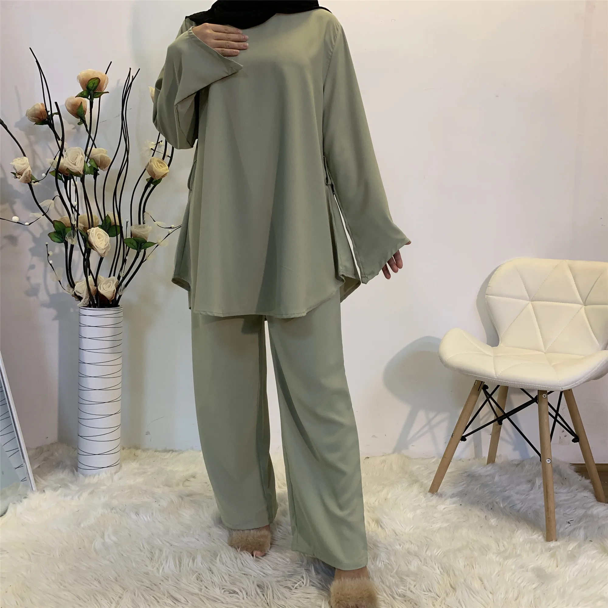 Dubai Abaya Turkey Muslim Sets Kaftan Hijab Dress Abayas for Women Pakistani Islamic Clothing Outfit Ensemble Femme Musulmane
