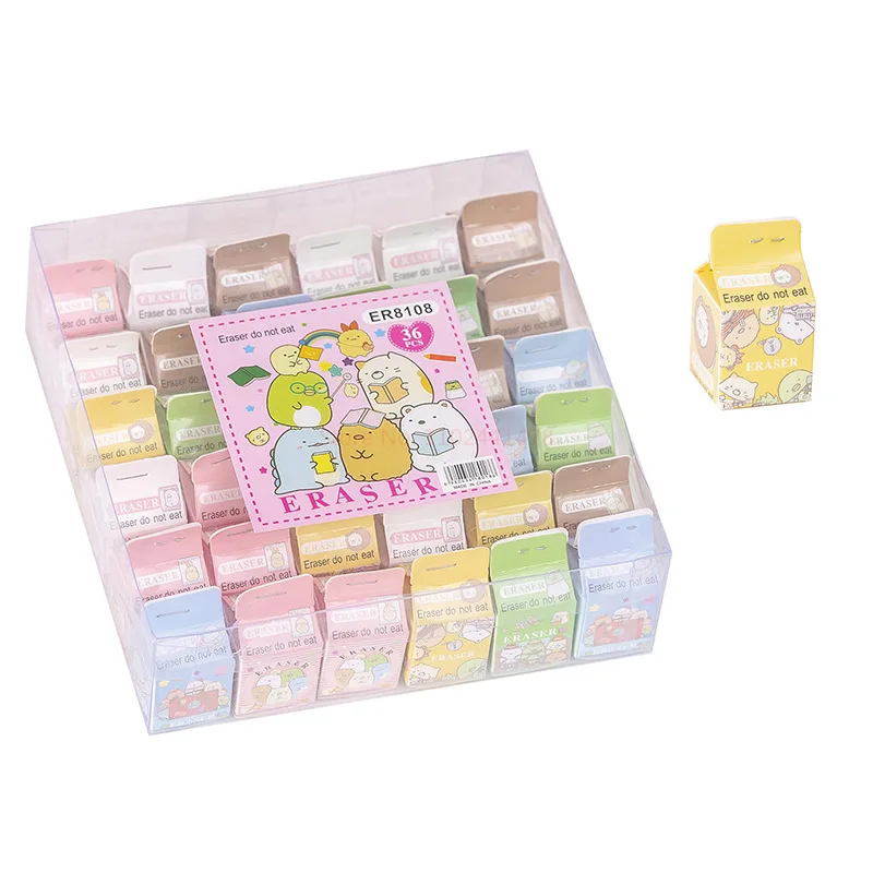 

Cartoon Pattern Cute Kawaii Milk Box Pencil Eraser Student Stationery Slicable Eraser Children's Kindergarten Prize Gift