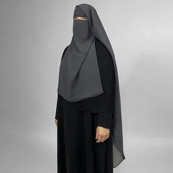 Niqab High Quality Chiffon Lightweight Breathable Face Cover Veil EID Ramadan Muslim Women Wholesale Rounded Back Long Hijab