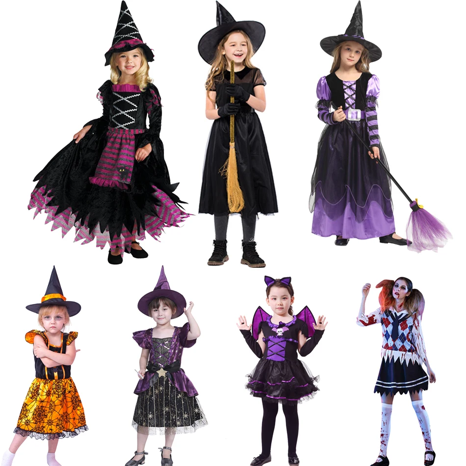 

Halloween Vampirina Witch Cosplay Princess Dress Girls Kids Bat Spider Vestido Costume Carnival Party Prom Vampire Clothing Set