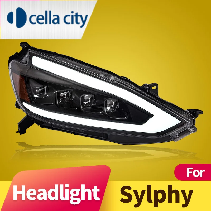 

Фара в сборе для Nissan Sylphy 2016-2021 светодиодный DRL светодиодный последовательный сигнал поворота, линза ближнего света, лампа дальнего света