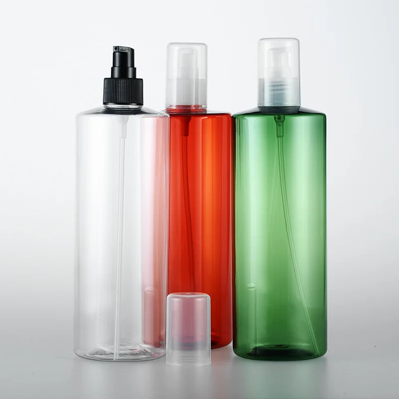 

14pcs 500ml Empty Big Lotion Cream Pump Green Clear Bottle For Skin Care Cream Shower Gel Facial Cleanser Cosmetic Packaging