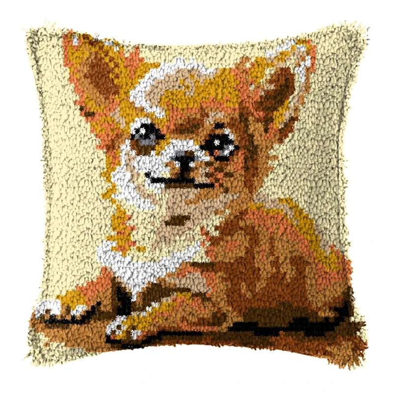 Dinosaur Corgi Latch Hook Kits Rugs Animals Latch Hook Rug Making Kits Smyrna Buttons Package DIY Embroidery Carpet Pillow Gifts