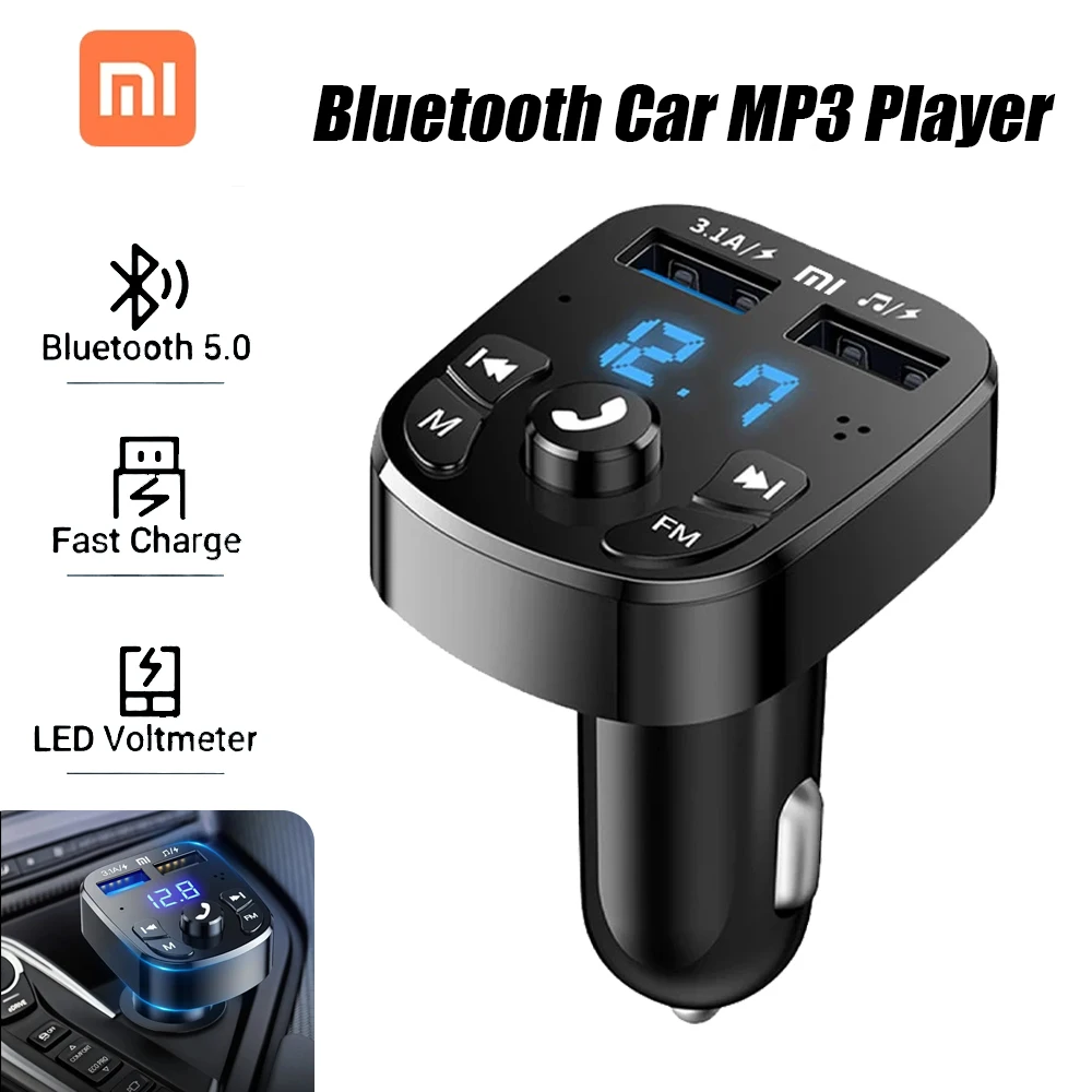 Xiaomi Bluetooth Car Mp3 Player Dual Usb Fast Charger Car Kit Trasmettitore Fm Ricevitore Bluetooth Vivavoce Lettore Musicale Altoparlante