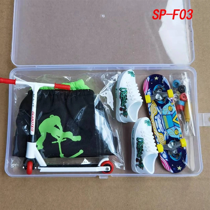 Finger Skateboard Toys Alloy Finger Scooter with Pants Shoes and Tools Gift