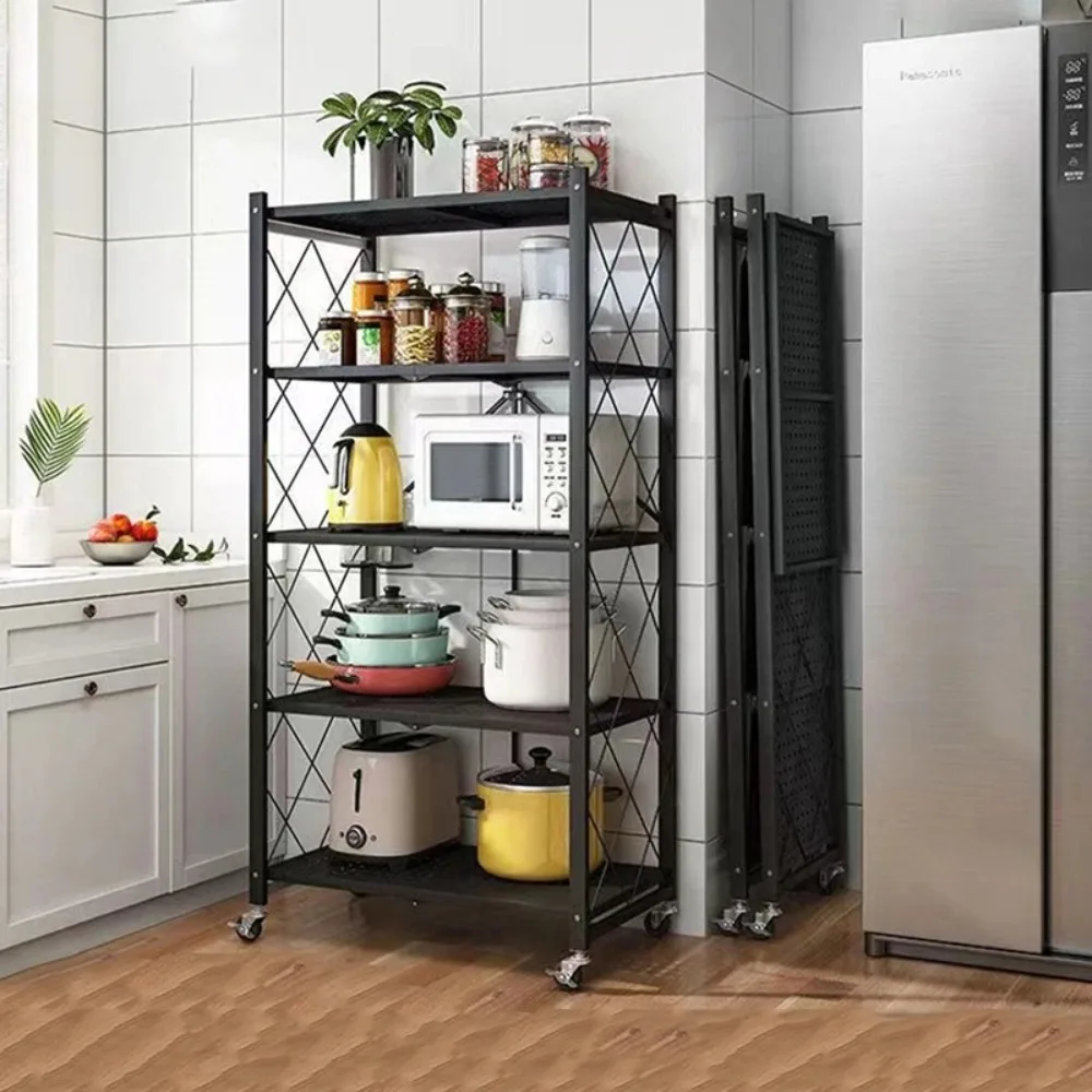 Foldable Large Iron Frame Storage Foldable Large Iron Frame Storage Rack Multilayer Kitchen Metal Display Shelf Metal Rack Shelf