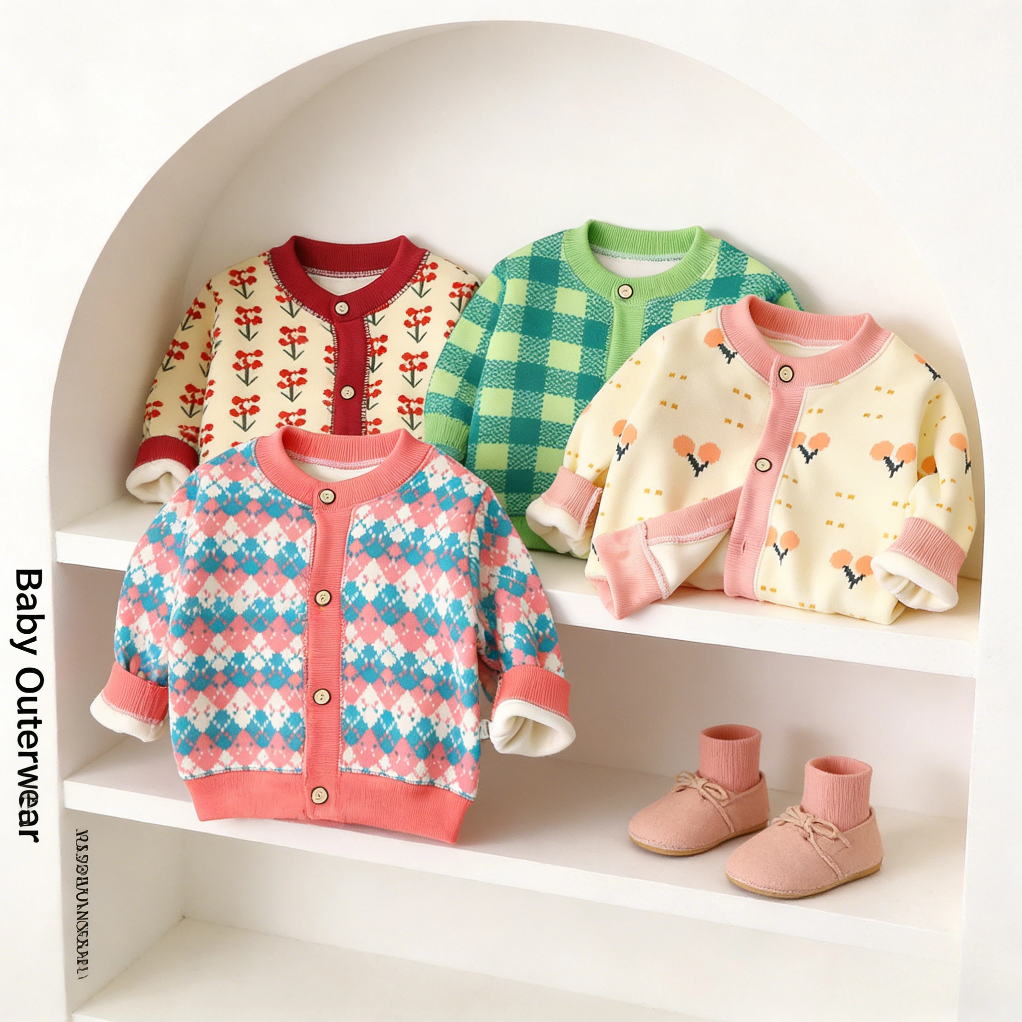 2026 어린이 니트 가디건 사진 부스 소품 소년 소녀 두꺼운 따뜻한 스웨터 겉옷 캐주얼 코트