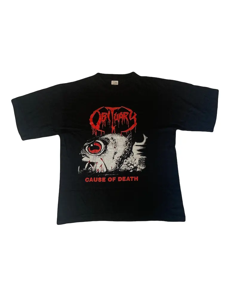 Rare Vintage 1990 Obitary Causa Della Morte Album Tour Us T Shirt Size Large