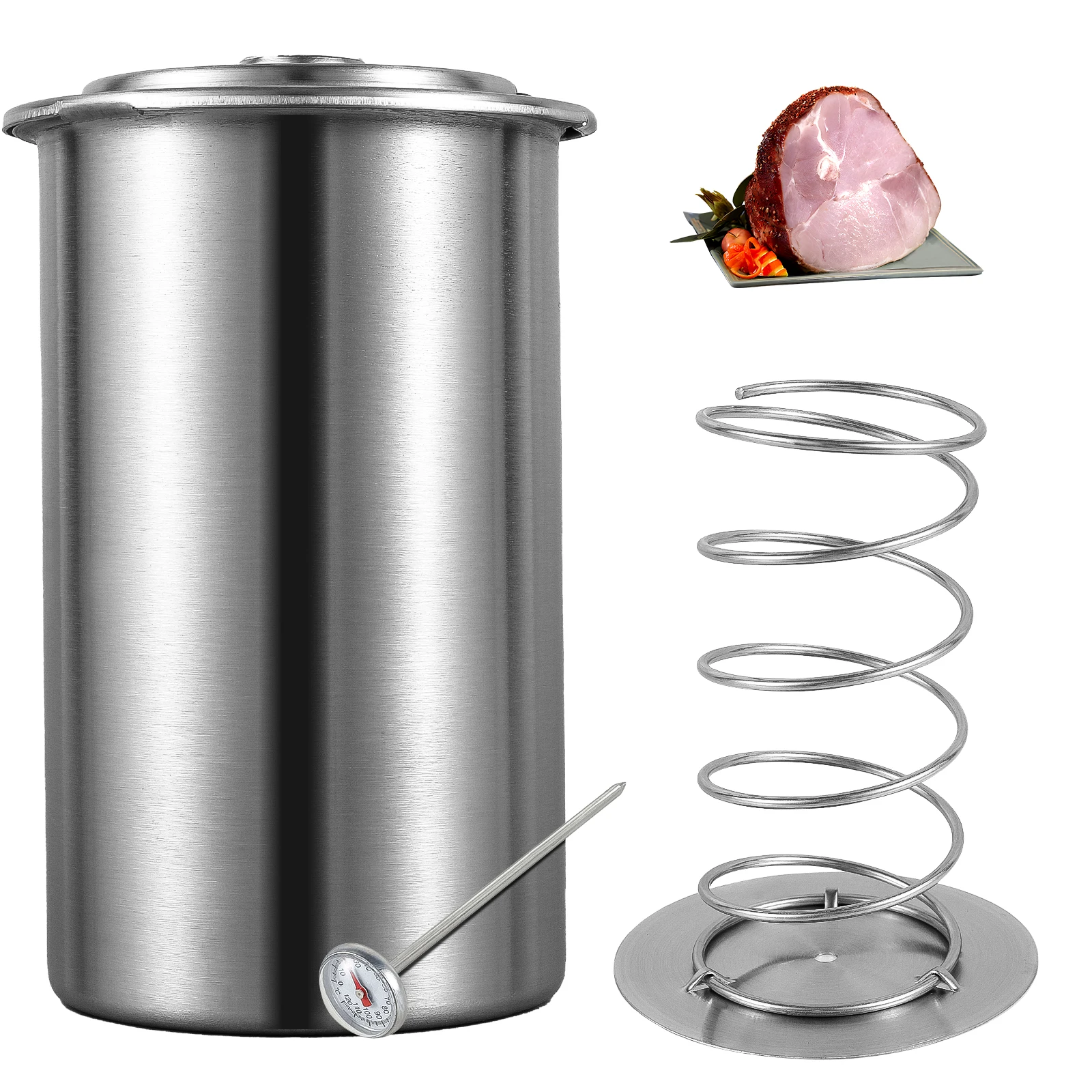 Press Ham Maker, VolksRose Round Shape Stainless Steel Meat Press Machine  for Making Healthy Homemade Deli Meat with Thermometer and Recipes, Seafood