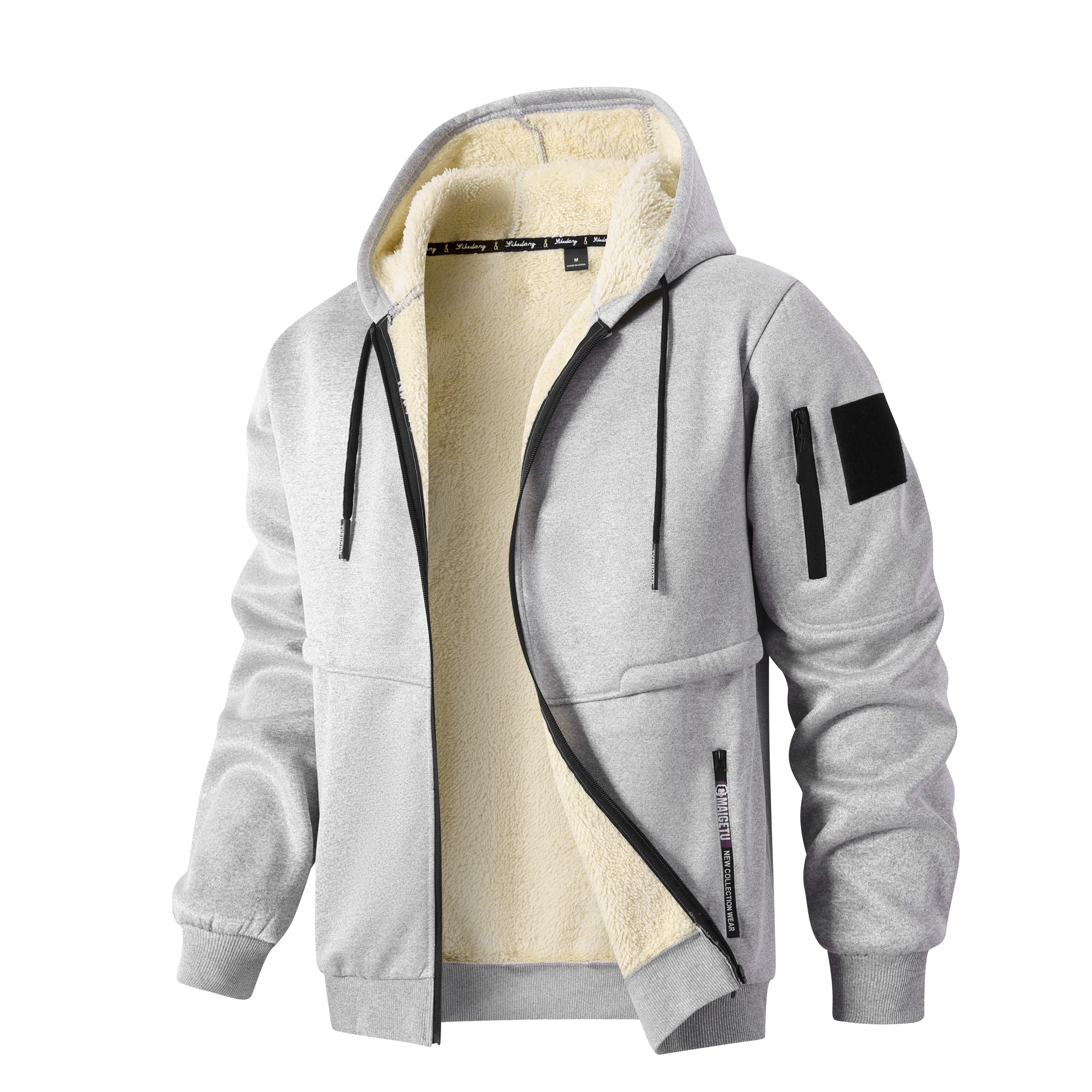 Зимова флісова куртка Чоловіча повсякденна потовщена вовняна куртка Теплі толстовки на блискавці Кардиган Спортивні світшоти з довгими рукавами Пальто з капюшоном