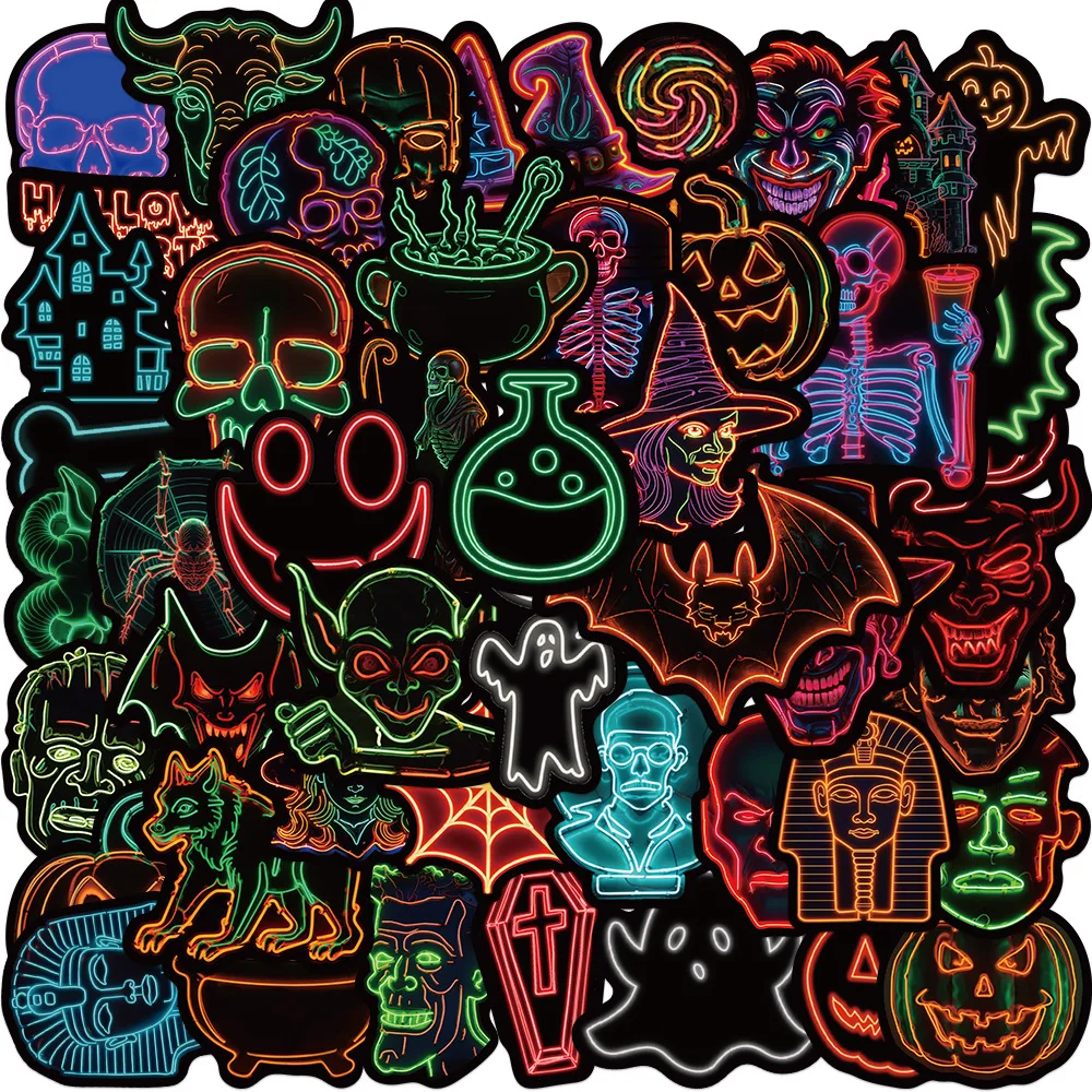 

50pcs cartoon Halloween neon graffiti stickers