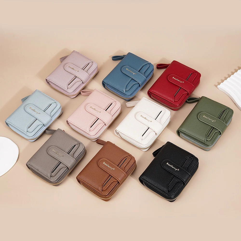 Multi-colors Fashion Women Coin Purse Leather Wallet Short Belt Hasp Ladies Girls Card Holder Clutch Bag Green Wallets for Women 5