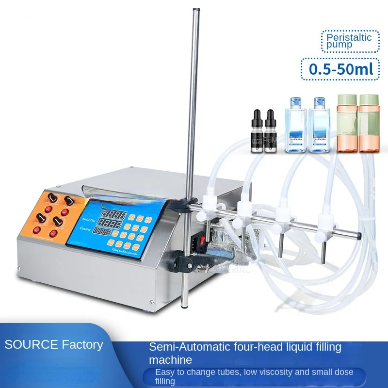 

4 Heads Peristaltic Pump Liquid Filling Machine Semi-automatic Alcohol Disinfectant Fluid Hand Sanitizer Milk Filling Machine