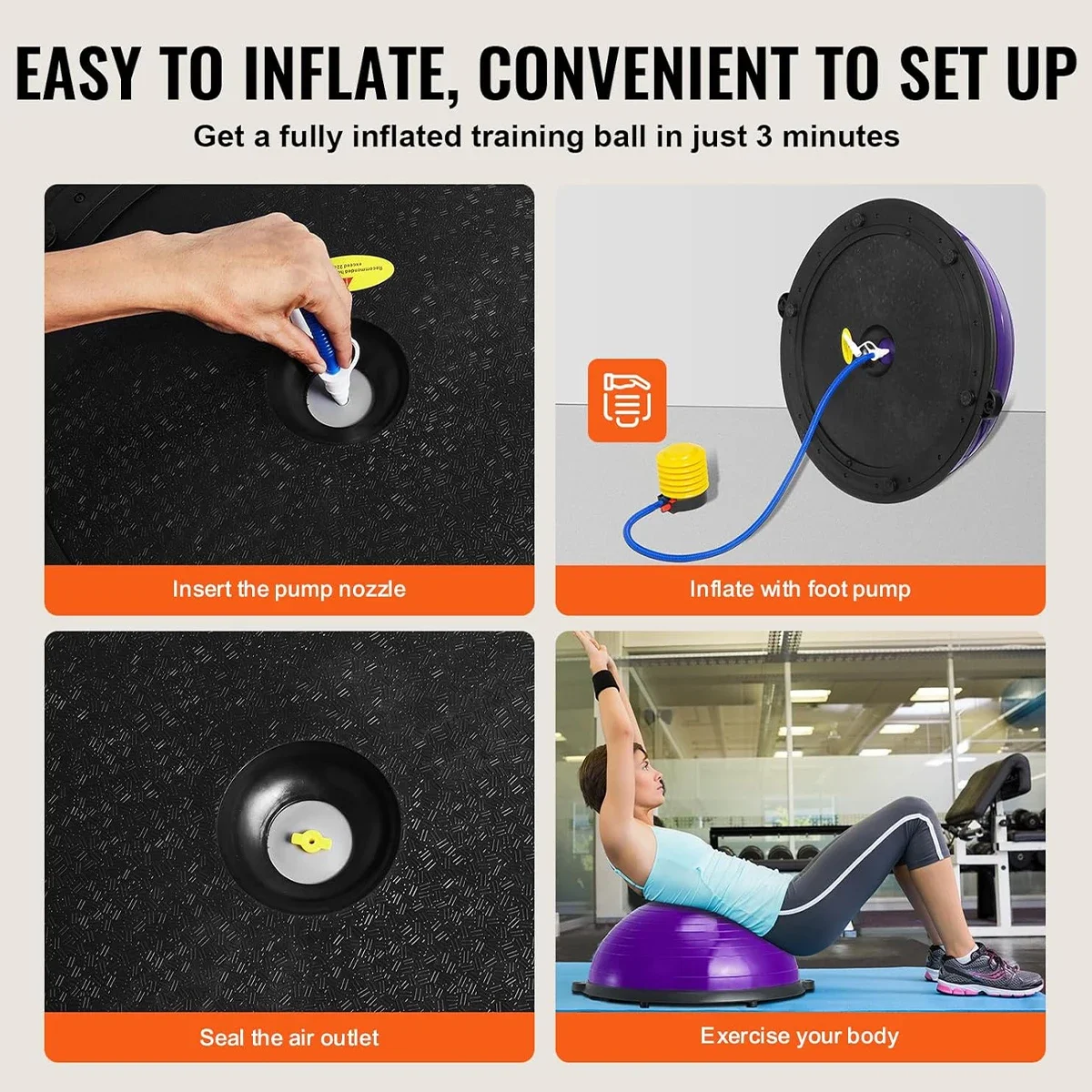 Factory 46cm Gymnastic Stability Improve Workout Half Balance Ball Foot Pump Balance Balls Half Balls