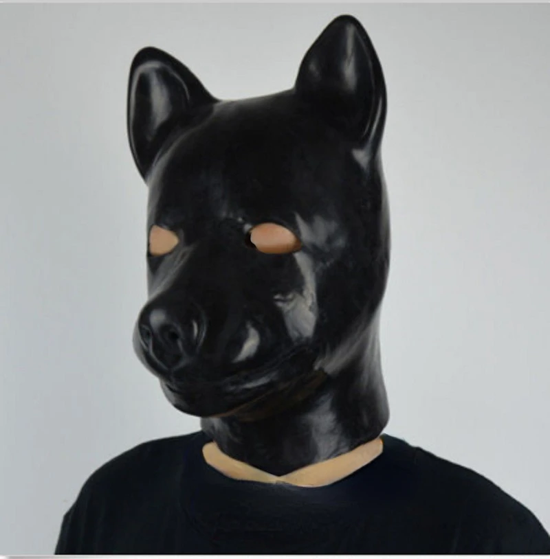 Lattice Cane Maialino Naturale Copricapo Morbida Pelle Verniciata Maschera Nera BDSM Divertimento Bondage Schiavo M_voghion.com
