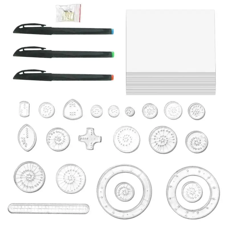 Regla curva para hacer patrones, regla de bordes irregulares, juego de reglas de dibujo de patrón de Graffiti con 22 reglas, 3 bolígrafos, Manual,