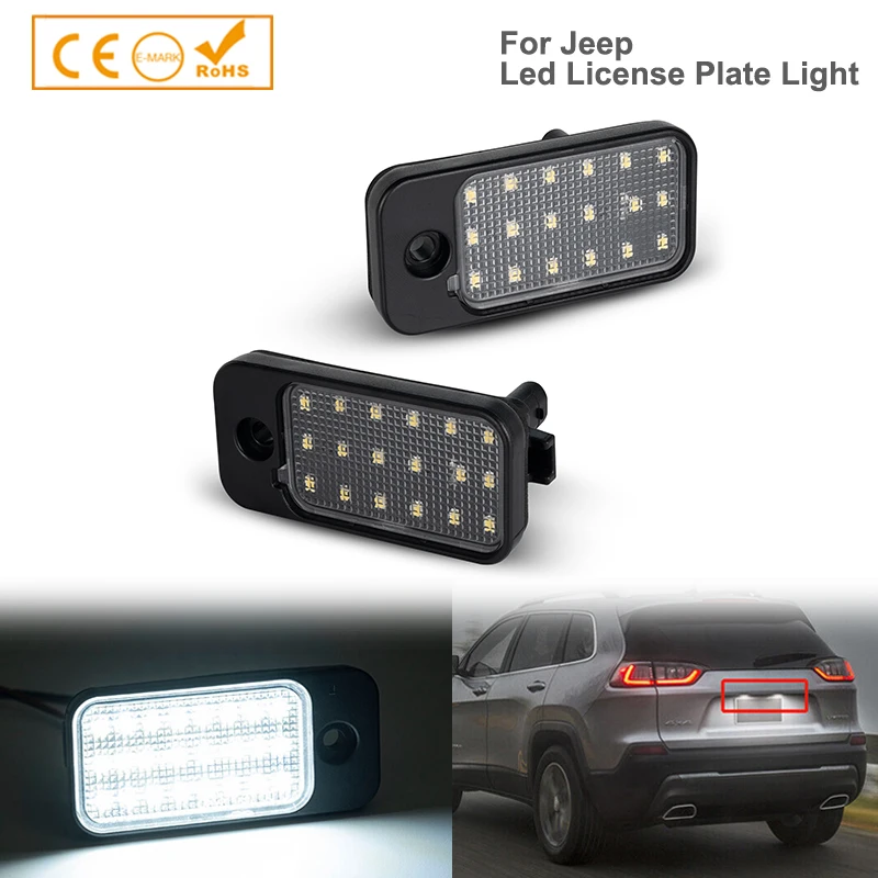 

2Pcs Car LED White License Number Plate Lights Tag Lamps For 2019 2020 2021 2022 Jeep Cherokee LED accessories