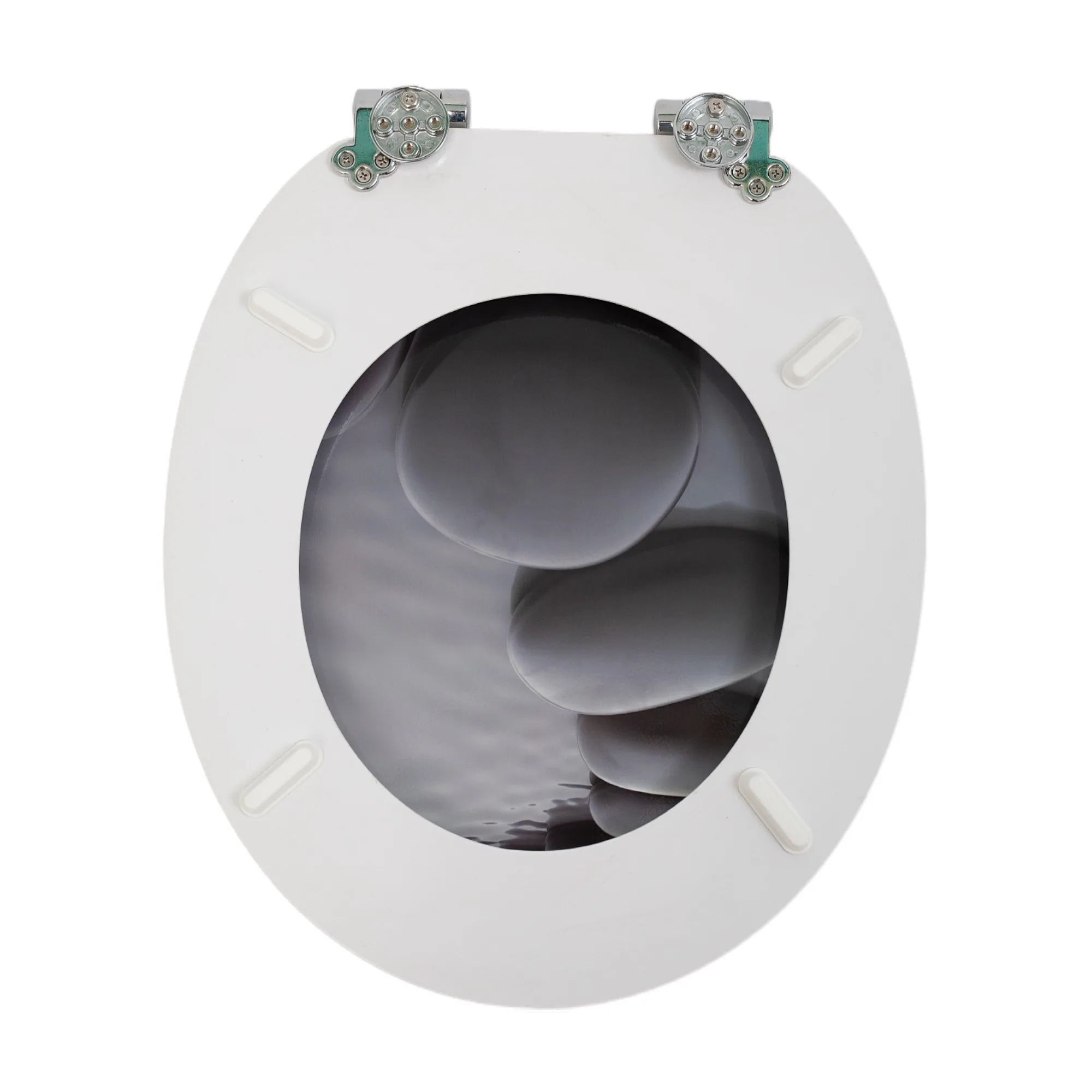 SAINOS WC-Sitz mit Absenkautomatik, MDF-Holzkern, antibakteriell, universell, O-Form, 370x430mm, Zinklegierungsscharnier, Tragfähigkeit bis 190 kg, einfache Installation, viele farbenfrohe Motive – Detail 15