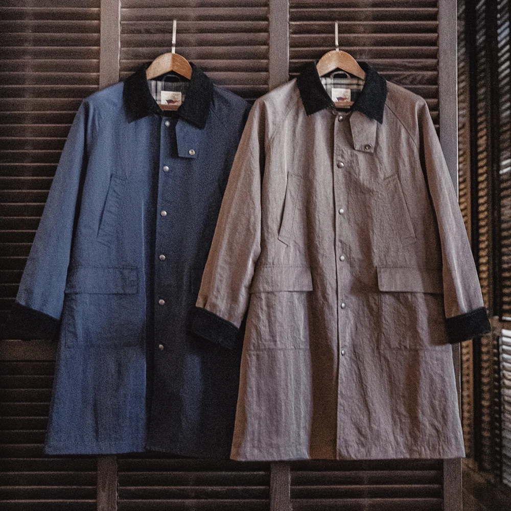 Trench Coat Casual Men Jacket Maden Retro Corduroy Lapel Safari Trench Coat Loose Fit Single-breasted Mid-length Versatile Jacket For Men's Spring And Autumn