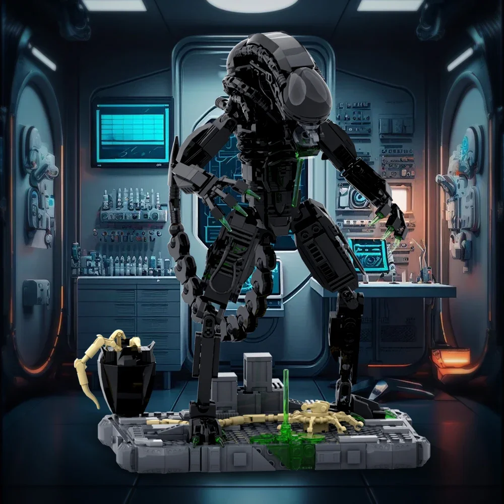 Gobricks MOC Movie Alien Monster Building Blocks Model Alien Drooling Monster DIY Bricks Assembly Toys Kids Creative Toys Gifts 3