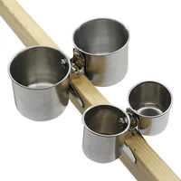 Pet Stainless Steel Bird Feeder Double Cup/Single Cup With Clip Parrot Feeder Round Birdhouse Food Drinking Water Feeding Bowl 2