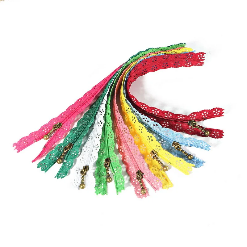Set of 5 Nylon Lace Zippers - 12 Inch