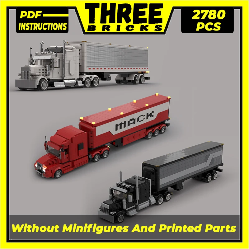 

City Transport Vehicles Model Moc Building Bricks Truck With Trailer Technology Blocks Gifts Christmas Toys DIY Sets Assembly