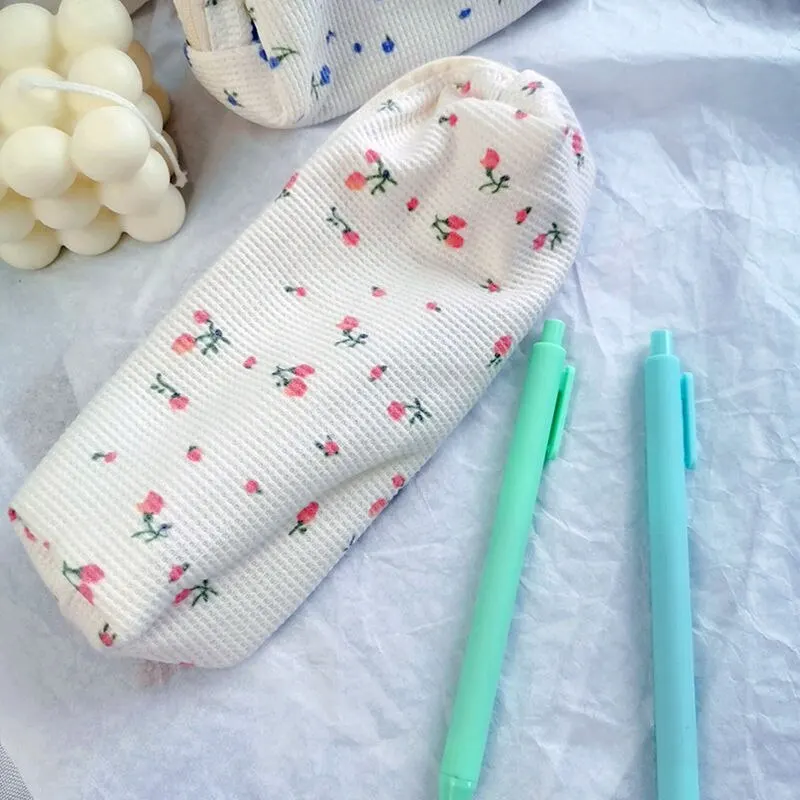Pencil Case Kawaii Floral Fresh Style Small Flowers Pencil Bag Cute Simple Pen Bag Storage Bags School Supplies Stationery Gift