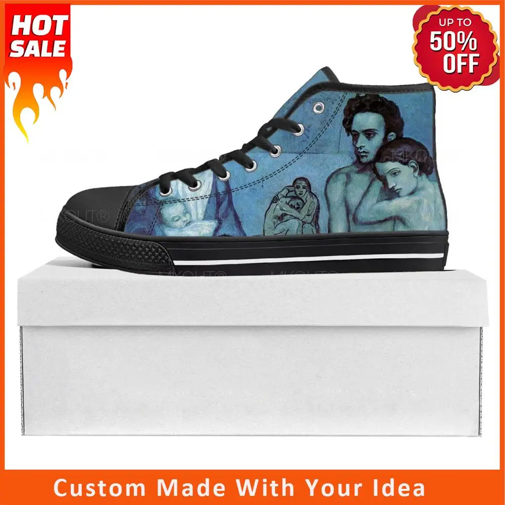 

Picasso Famous Oil Painting Life High Top High Quality Sneakers Mens Womens Teenager Canvas Sneaker Couple Shoes Custom Shoes