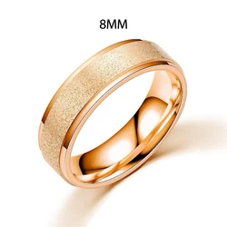 Stainless Steel Matte Frosted Band Ring - Unisex Fashion Jewelry Gift - 8 (Rose Gold 8MM)