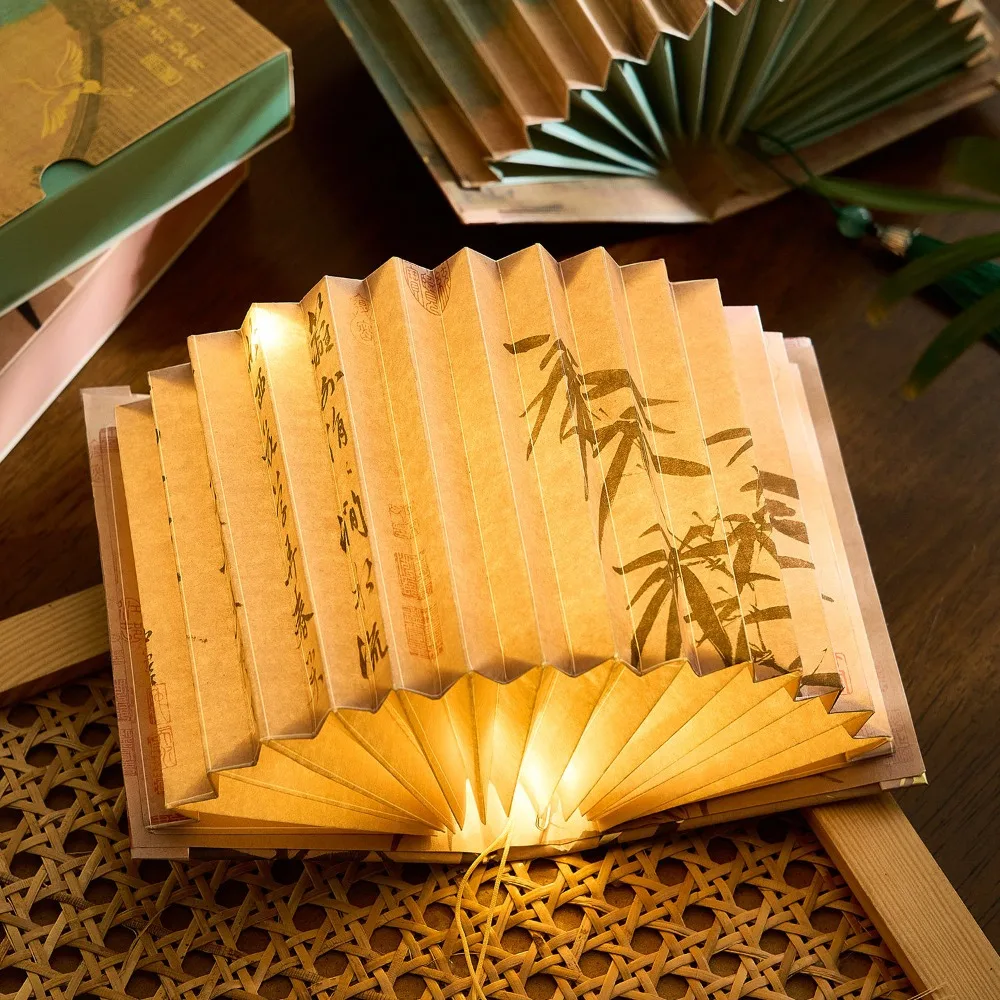 3D Stereoscopic DIY Book Lamp Fan Shaped Ancient Style Art Book Light Famous Paintings Desktop Decoration Night Light Home led light desk lamp night light book light