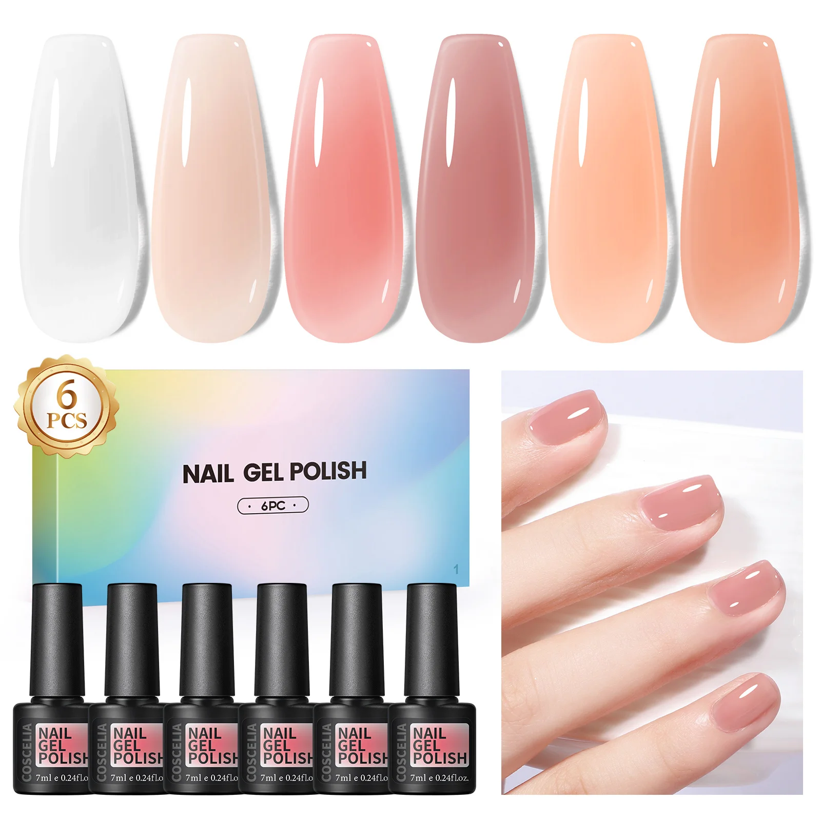 Coscelia Nail 7ml Translucent Jelly Gel Polish Nude Brown Varnish Semi Permanent UV LED Nail Art Manicure For Girl Nail Supplies 2
