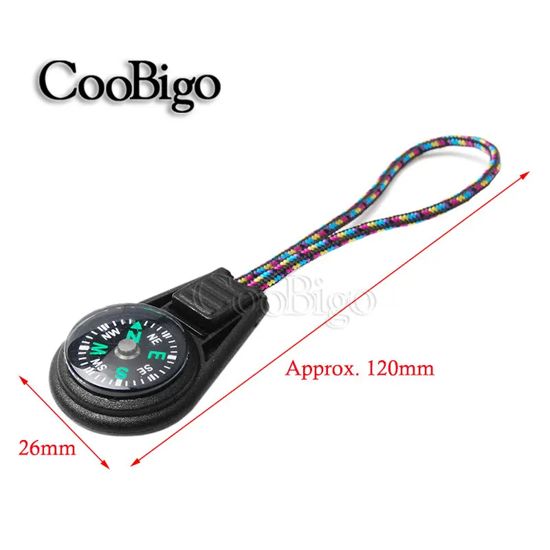 10Pcs Colorful Survival Keychain Zipper Pull Mini Compass for Outdoor Backpack Camping Hiking Pocket Navigator mini compass,survival compass