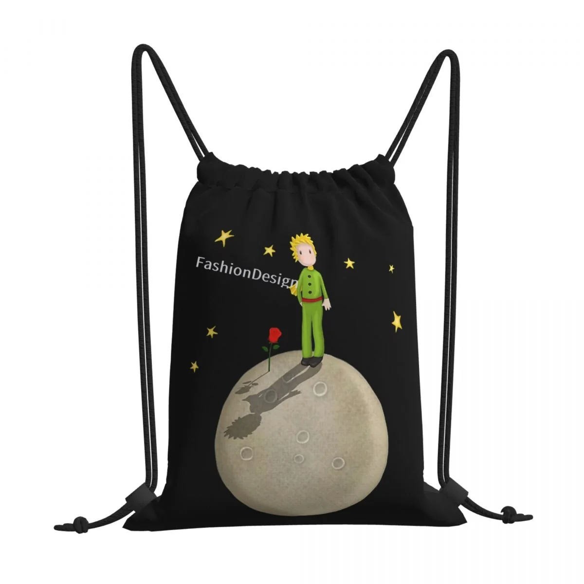 

Rose The Little Prince Drawstring Bags Hiking Unisex Waterproof Storage Organize Bundle Pocket Rope Bag