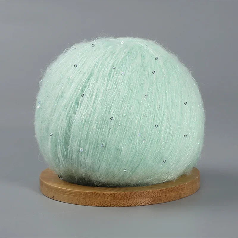 50g Lace  Mohair Yarn with Sequins  Crochet Knitting Yarn with Lurex Fashion Baby Soft Sweater Shawl Needlework Yarns with Loops 5