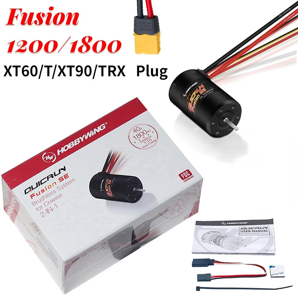 

Hobbywing QuicRun Fusion SE40A Two In One Motor ESC 1200/1800KV Brushless Sensored Waterproof Motor for 1/10 RC Rock Crawler Car