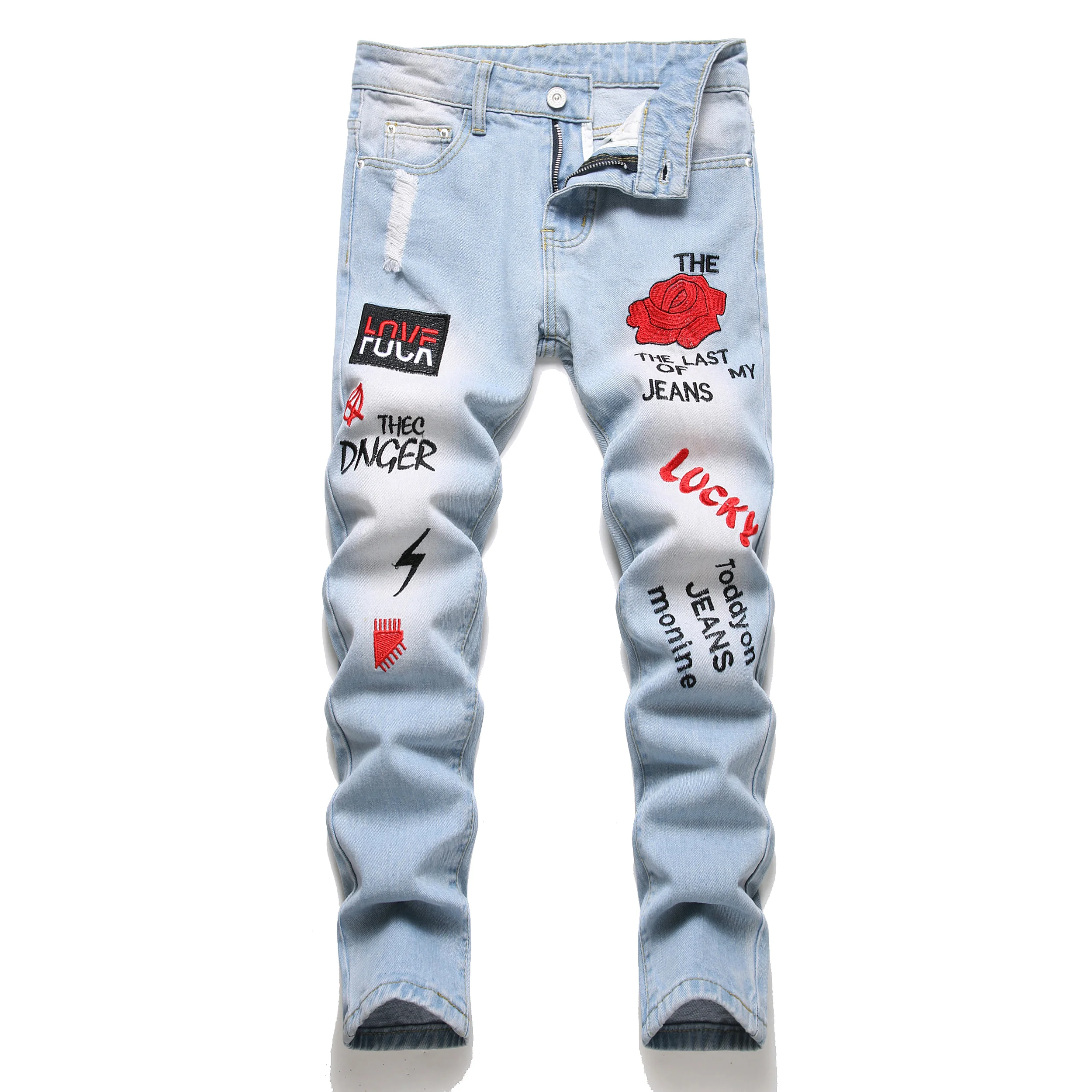 Pantalones Vaqueros Elásticos Para Niñas - Color Negro, Rotos Deshilachados, Tallas De 5 A 13 Años