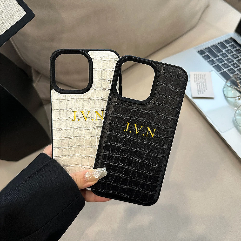 Crocodile Leather Case Personalised Monogram Iphone Case Luxury