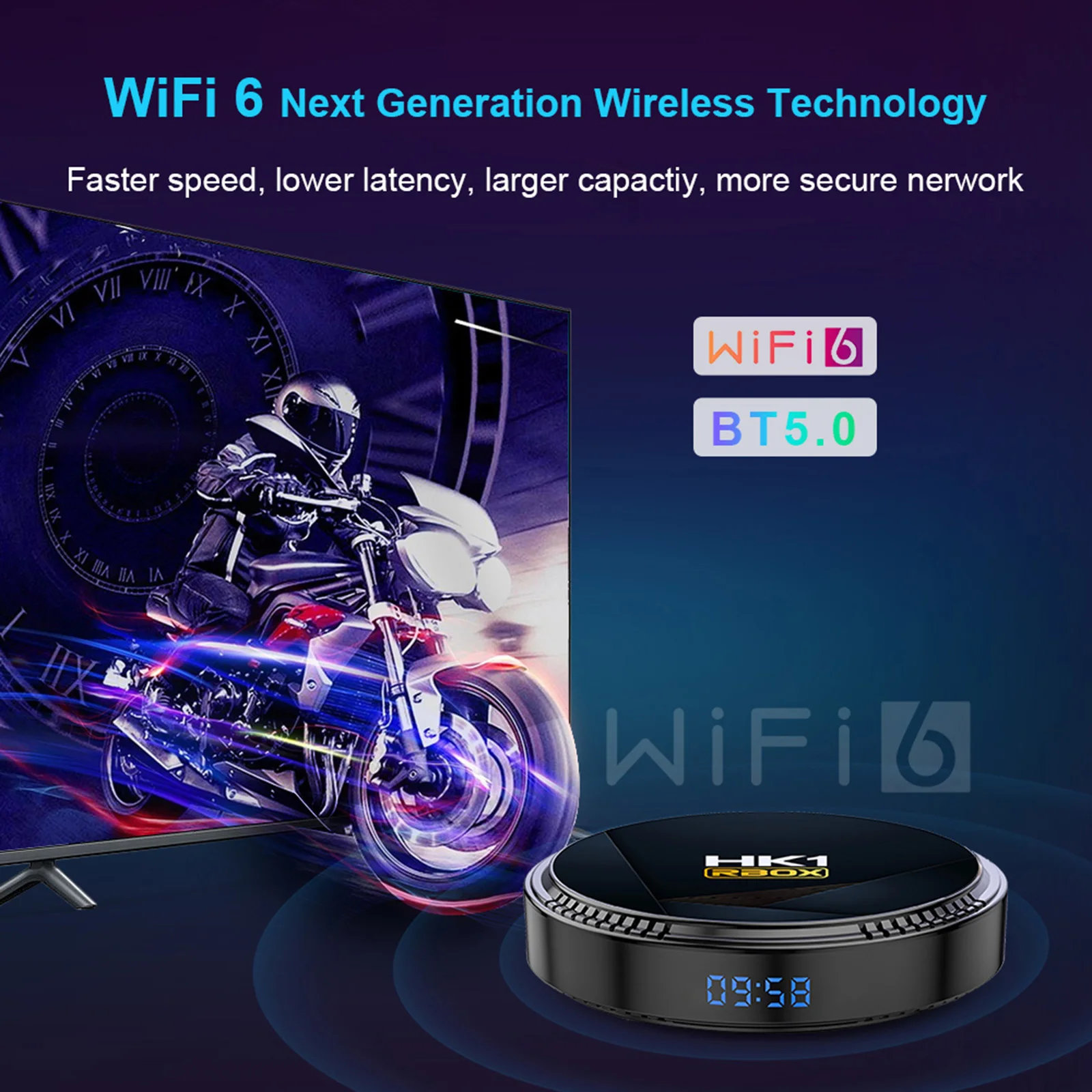 HK1 RBOX-H8 WIFI6 Android 12.0 Smart TV Box Allwinner H618 Quad-core 4K Media Player H.265 VP9 6K Decording Dual Band WiFi6 BT5.