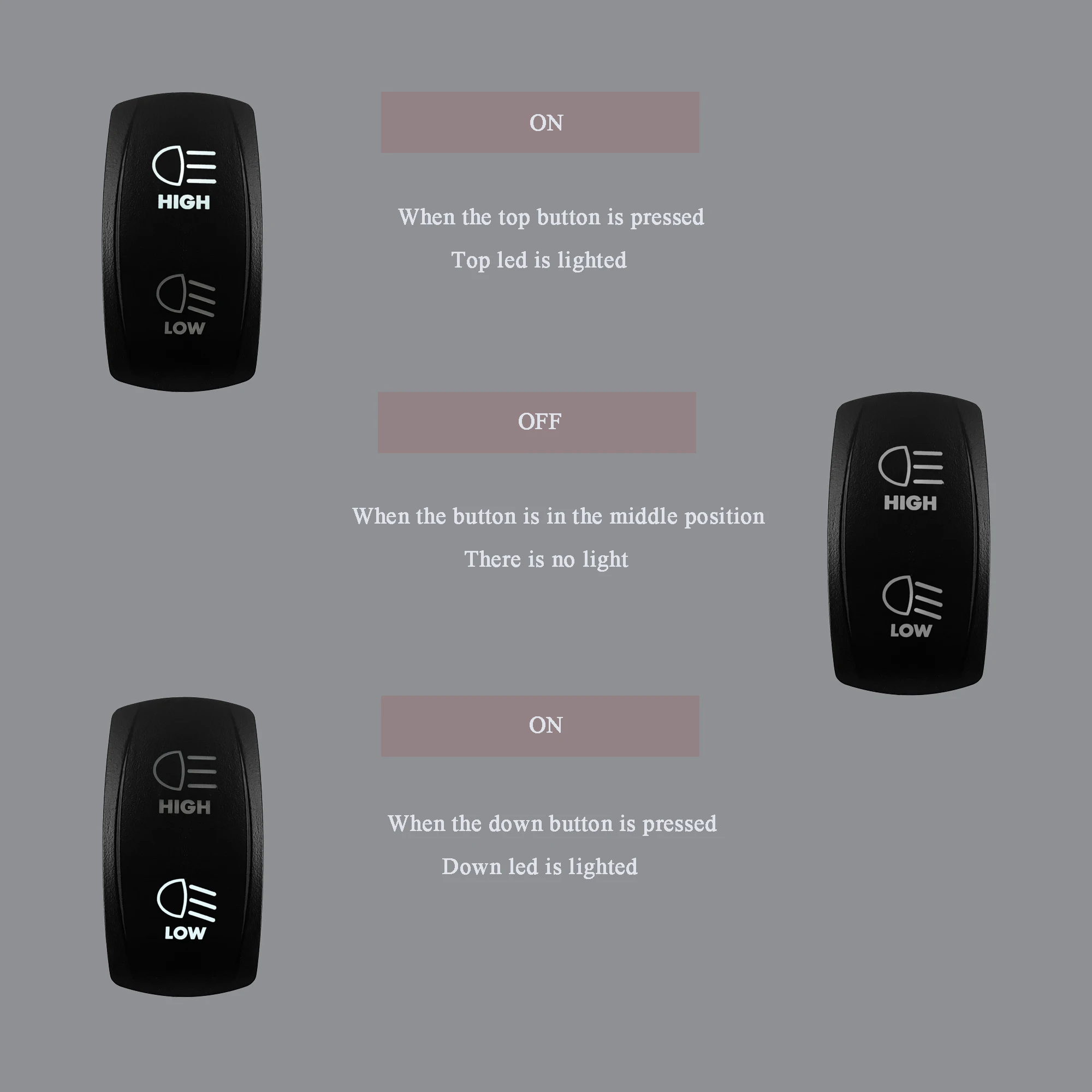 LED Blu Rocker Interruttore 7 Pin On Off On Dpdt 3 Vie 12v - Foto 8