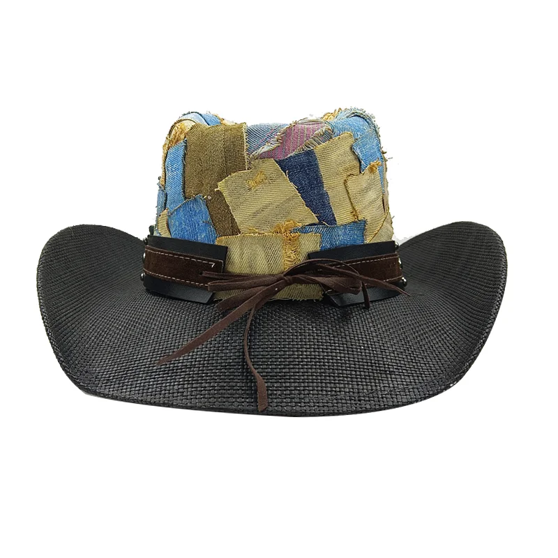 Neue männer Vintage Western Cowboy Hut Handgemachte Stroh Weben Strand Sonnenhut Gentleman Cowgirl Jazz Hut Sombrero Hombre – Detail 28
