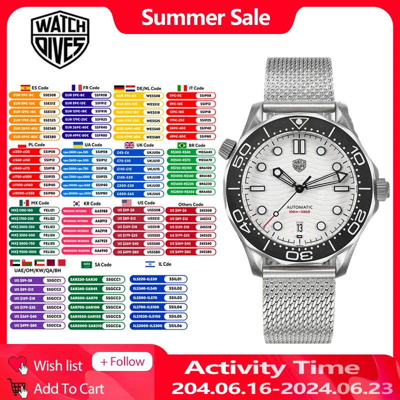 Watchdives WD007 Titanium 42mm Men Dive Watch NTTD NH35 Automatic Movement Domed Sapphire C3 luminous Watches 200M Waterproof