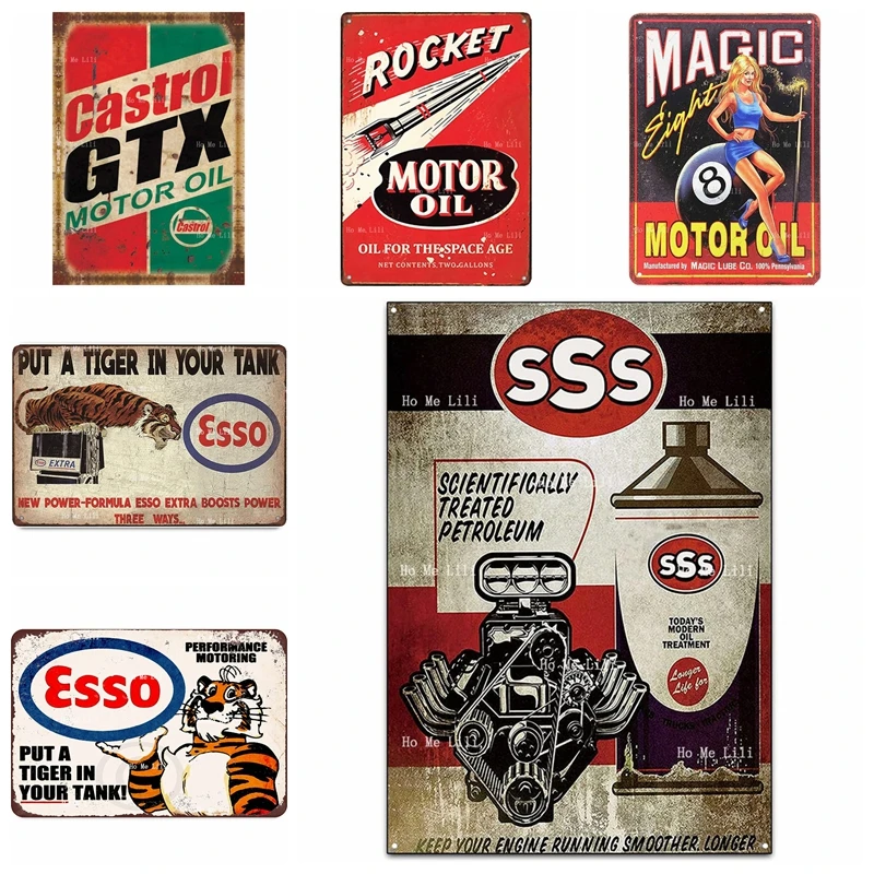 Esso Metti Una Tigre Nel Tuo Serbatoio Olio Motore Pin Up Girl Vintage Oil And Gas Metal Sign Wall Decor Per La Casa Garage Bar Man Cave