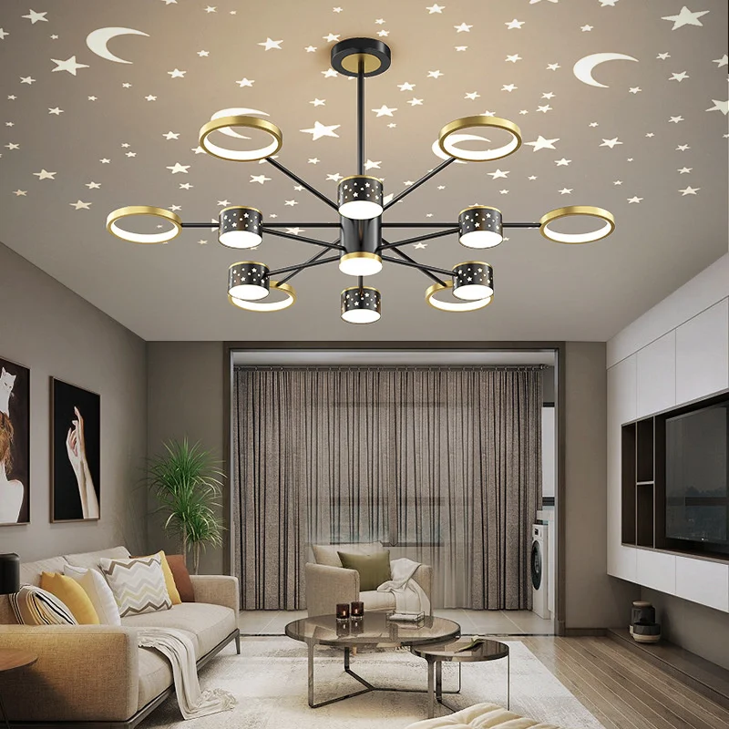

LED Chandeliers Modern Living Room Decor Lighting Romantic Black Gold Creative Personality Pendant Lamp For Ceiling Chandelier