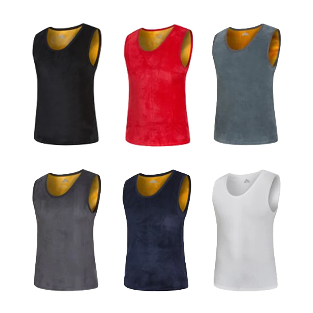 

2 Pieces Men Thermal Underwear Vest Basic Top Double Sided Base Comfortable