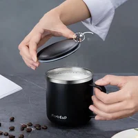 304 Stainless Steel Coffee Mugs Double Layer Heat Insulation Anti-fall Thermos Mug Home with Cover and Handle Mug Portable Cups 4