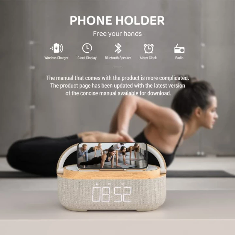 COLSUR S29 Bluetooth Speaker Alarm Clock Wireless Charger